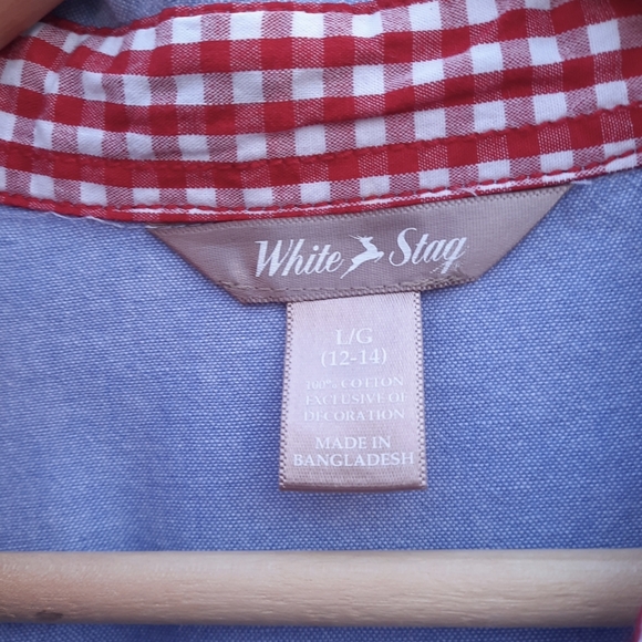 Gift Tag Christmas Button Down Top by White Stag |  L 12/14 - Picture 12 of 14